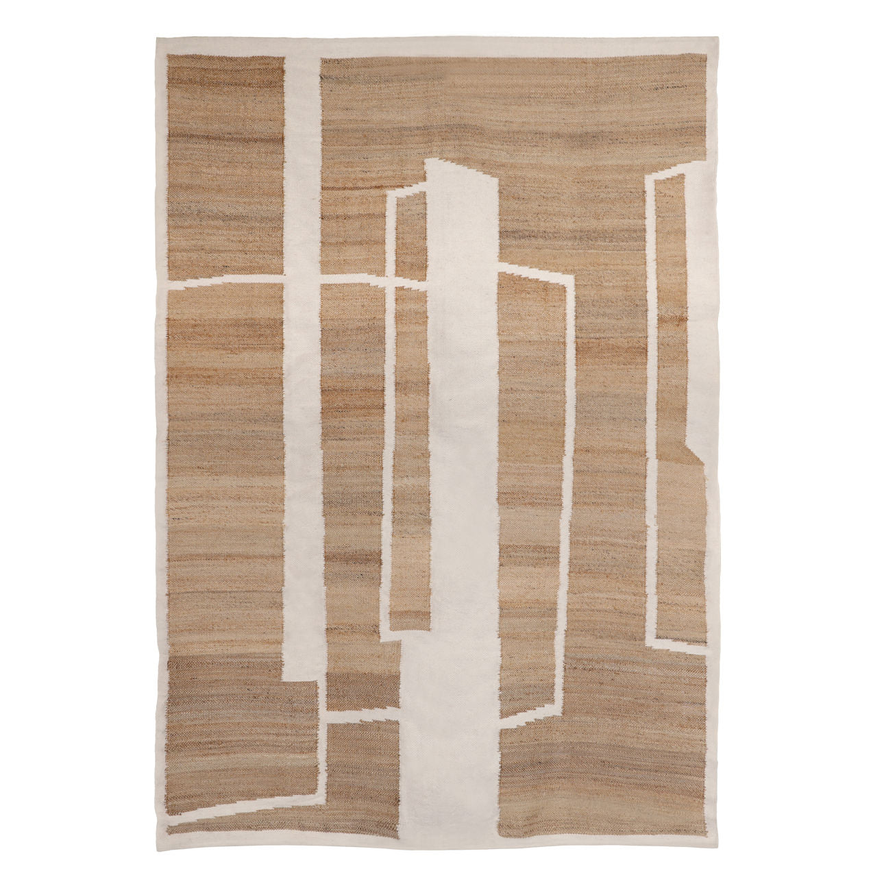 Natural and Ivory Handwoven Wool and Jute Rug 110 in Wide