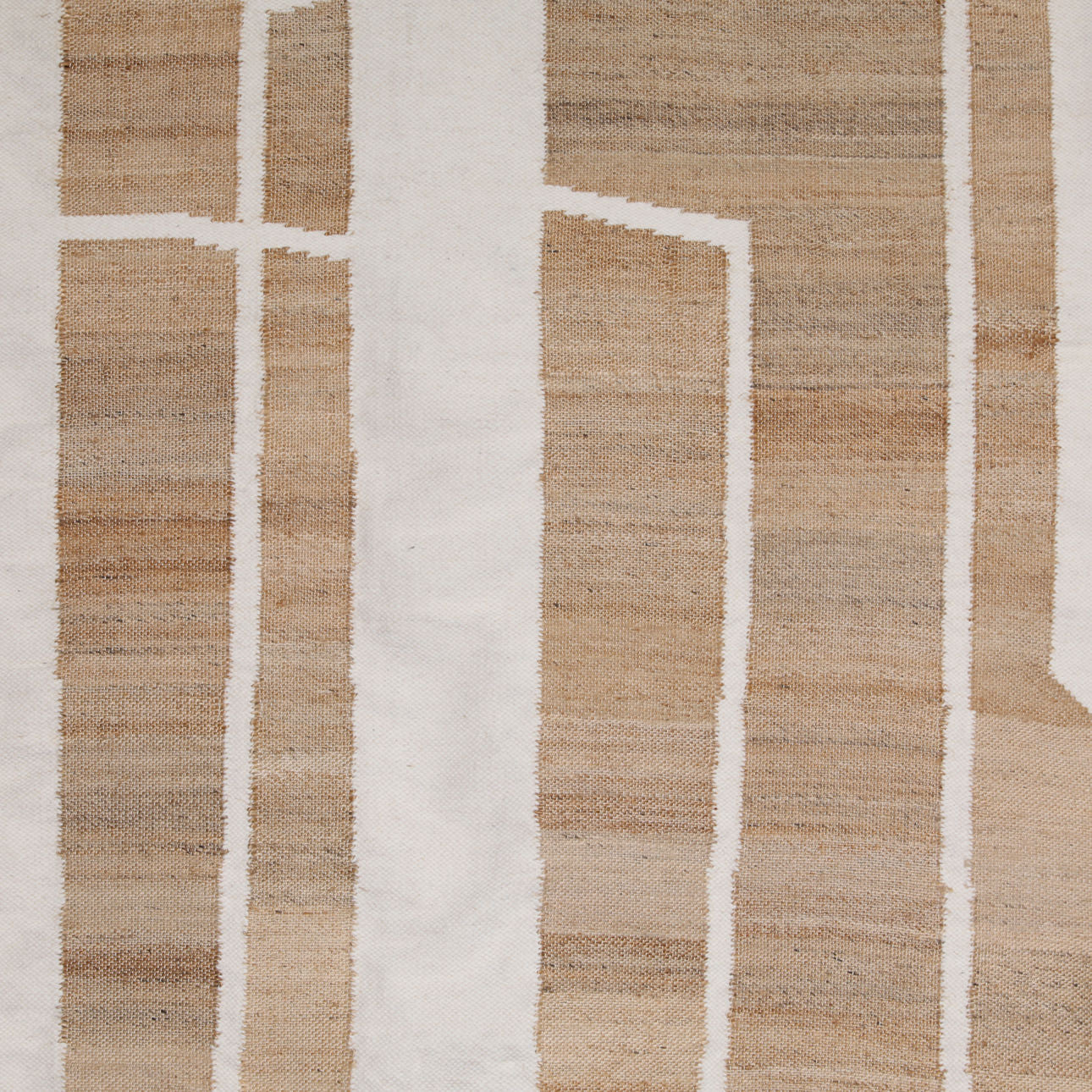 Natural and Ivory Handwoven Wool and Jute Rug 110 in Wide