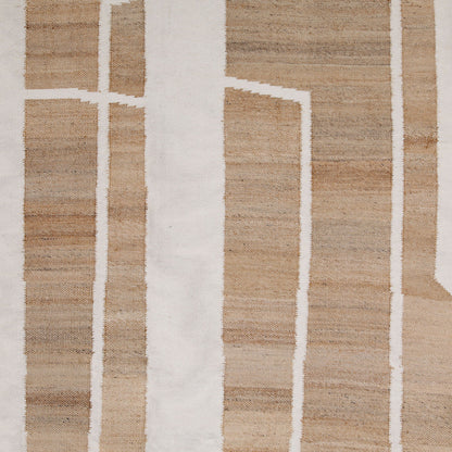 Natural and Ivory Handwoven Wool and Jute Rug 110 in Wide