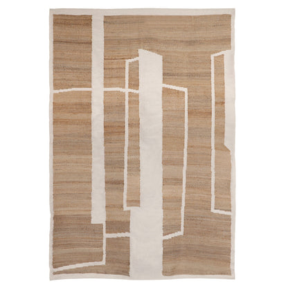 Natural and Ivory Handwoven Wool and Jute Rug 110 in Wide