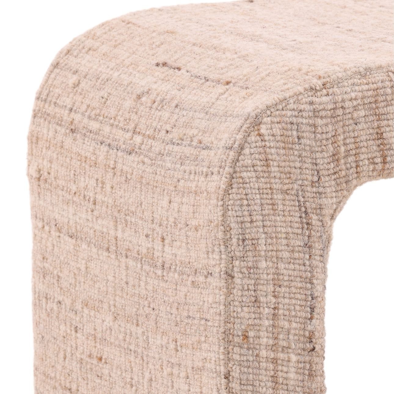 Beige Handwoven Wool Blend Stool 18 in Wide