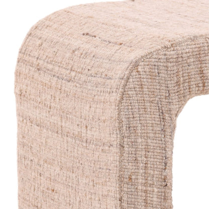 Beige Handwoven Wool Blend Stool 18 in Wide