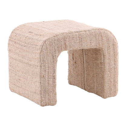 Beige Handwoven Wool Blend Stool 18 in Wide