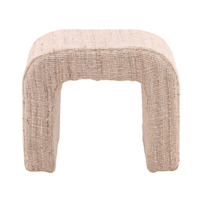 Beige Handwoven Wool Blend Stool 18 in Wide