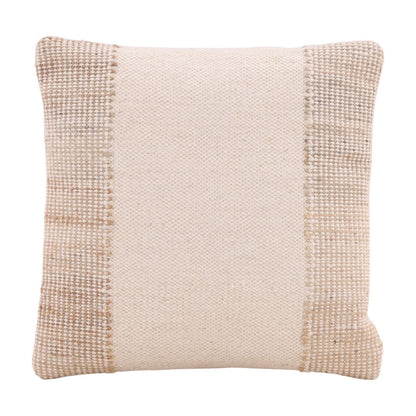 Natural and Ivory Handwoven Wool and Jute Pillow 20 in Wide