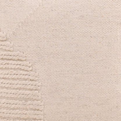 Ivory Handwoven Wool Blend Cover Pillow 20 in Wide