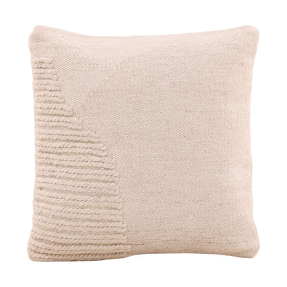 Ivory Handwoven Wool Blend Cover Pillow 20 in Wide
