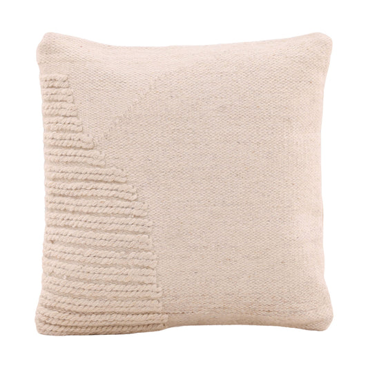 Ivory Handwoven Wool Blend Cover Pillow 20 in Wide
