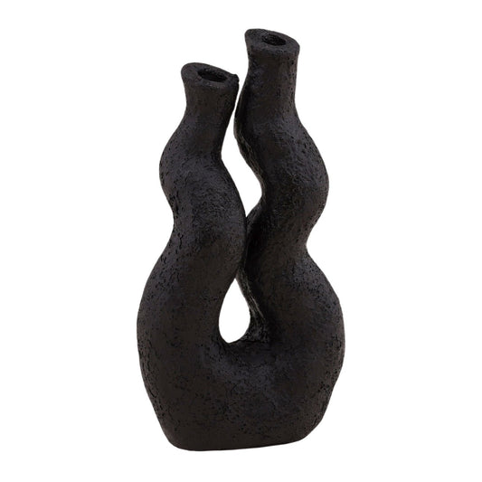 Black Terracota Vase 6 in Wide