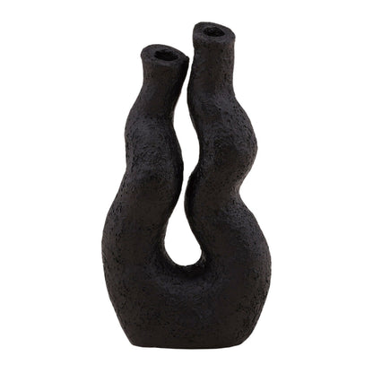 Black Terracota Vase 6 in Wide