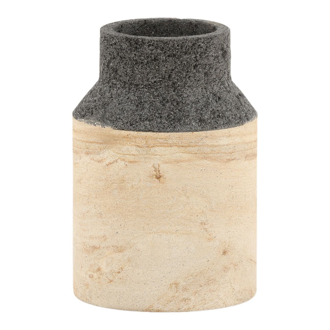 Natural Palimanan and Lava Stone Vase 7 in Wide