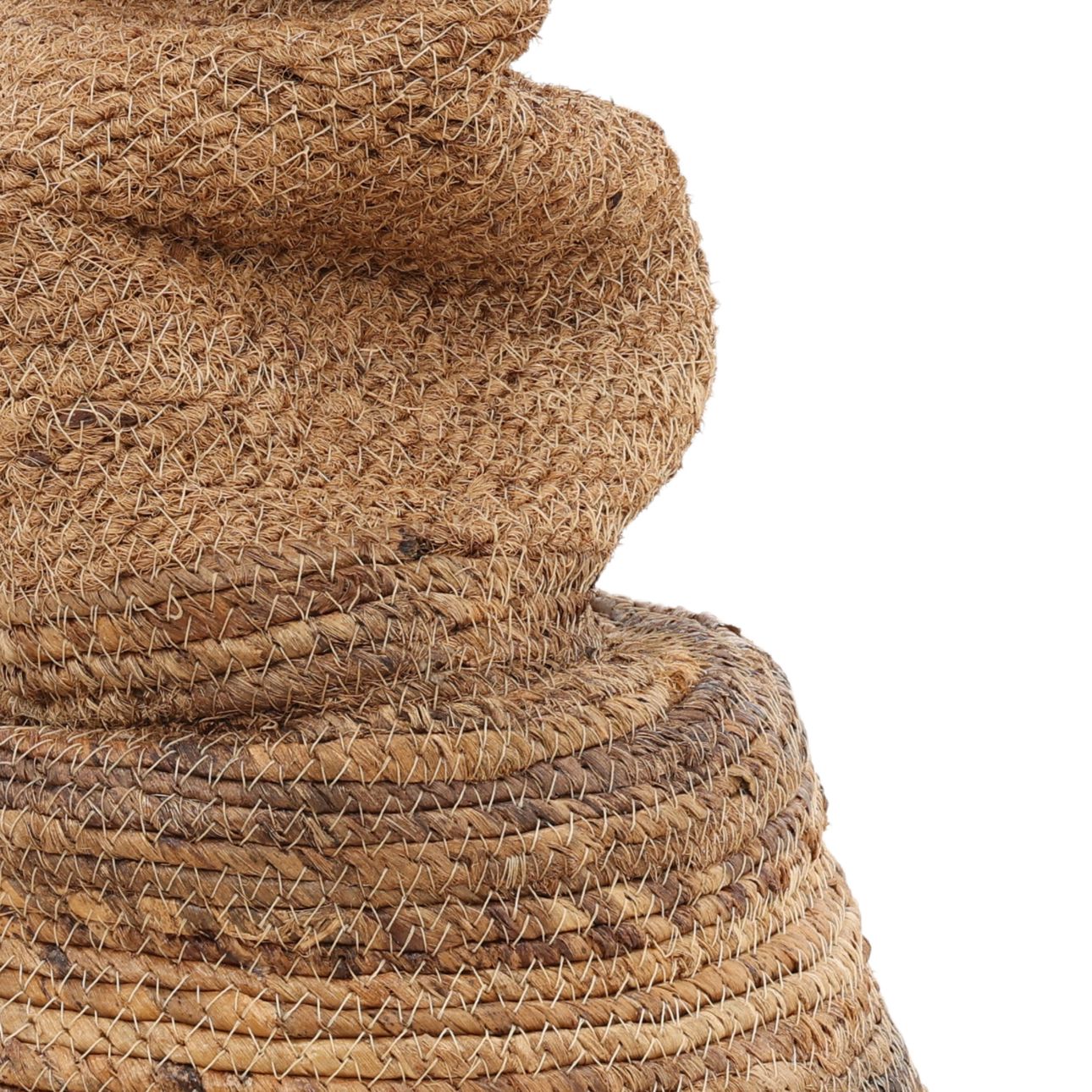 Natural Woven Banana Leaf and Coconut Fibers Basket 11 in Wide