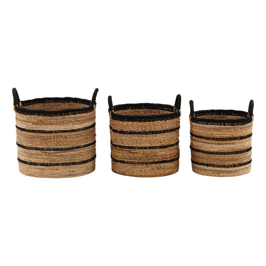 Natural and Black Woven Banana Leaf of 18.5 in Wide