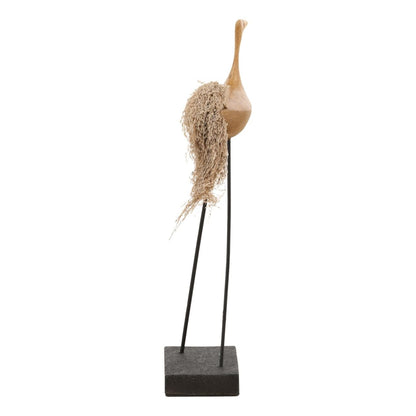 Natural and Black Bamboo, Metal and Stone Sculpture 23.5 in Wide