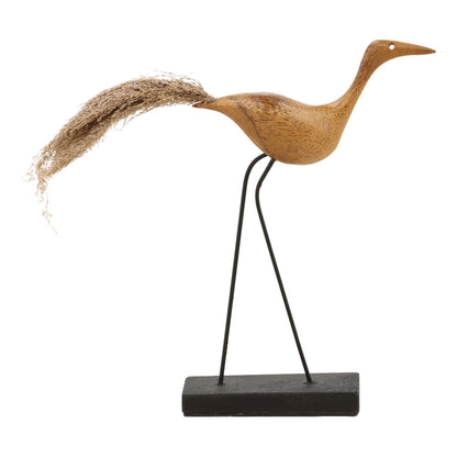 Natural and Black Bamboo, Metal and Stone Sculpture 23.5 in Wide