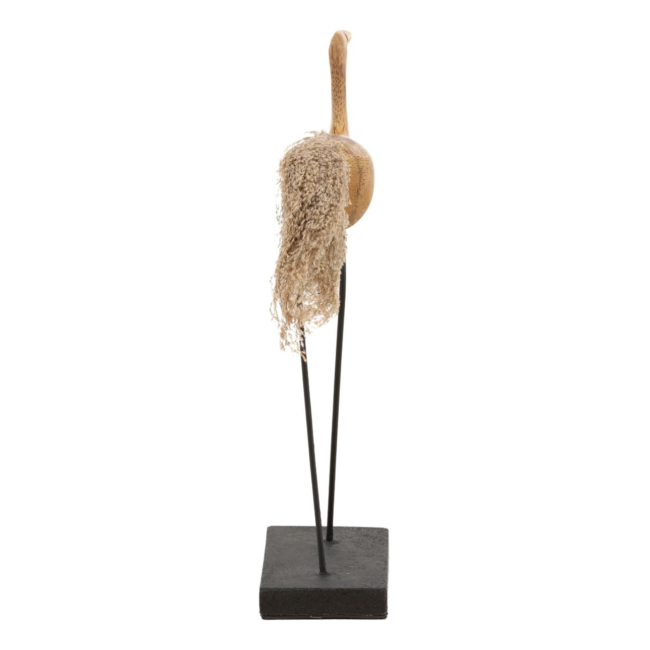 Natural and Black Bamboo, Metal and Stone Sculpture 23.5 in Wide