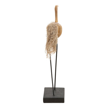 Natural and Black Bamboo, Metal and Stone Sculpture 23.5 in Wide