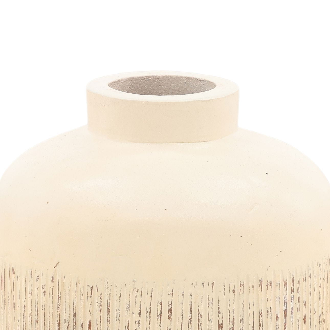 Off White Terracotta Vase 8.5 in Wide