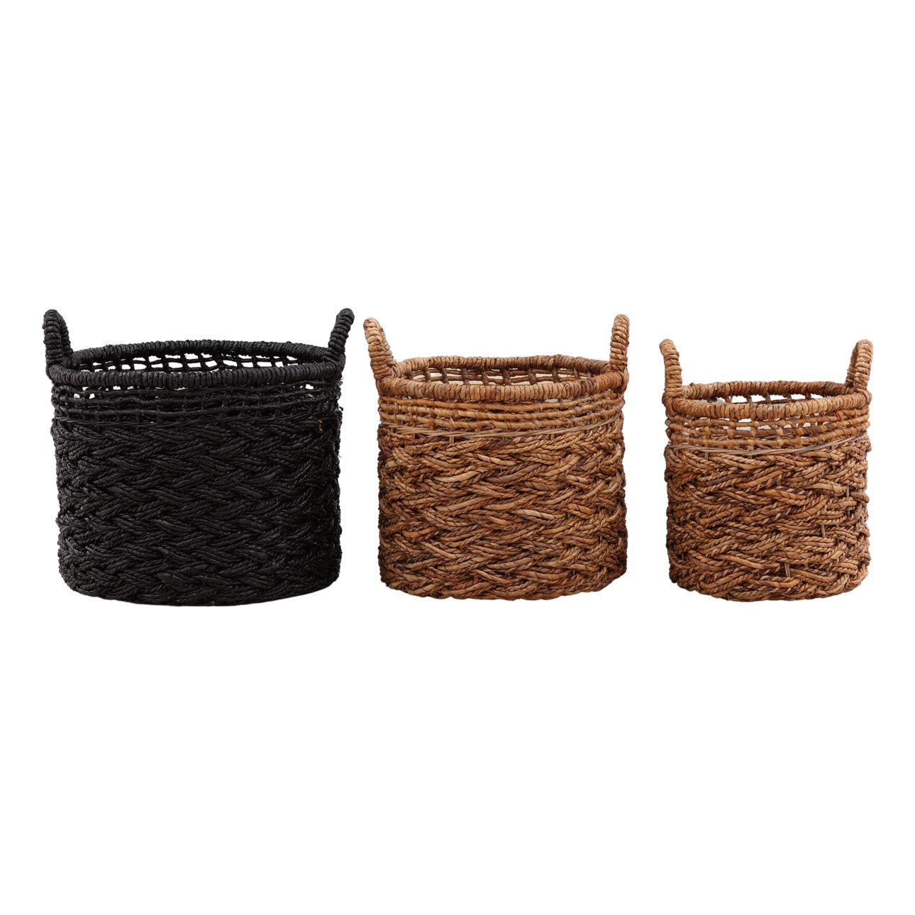 Black and Natural Woven Banana Leaf of 19.5 in Wide