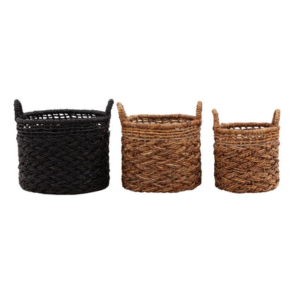 Black and Natural Woven Banana Leaf of 19.5 in Wide