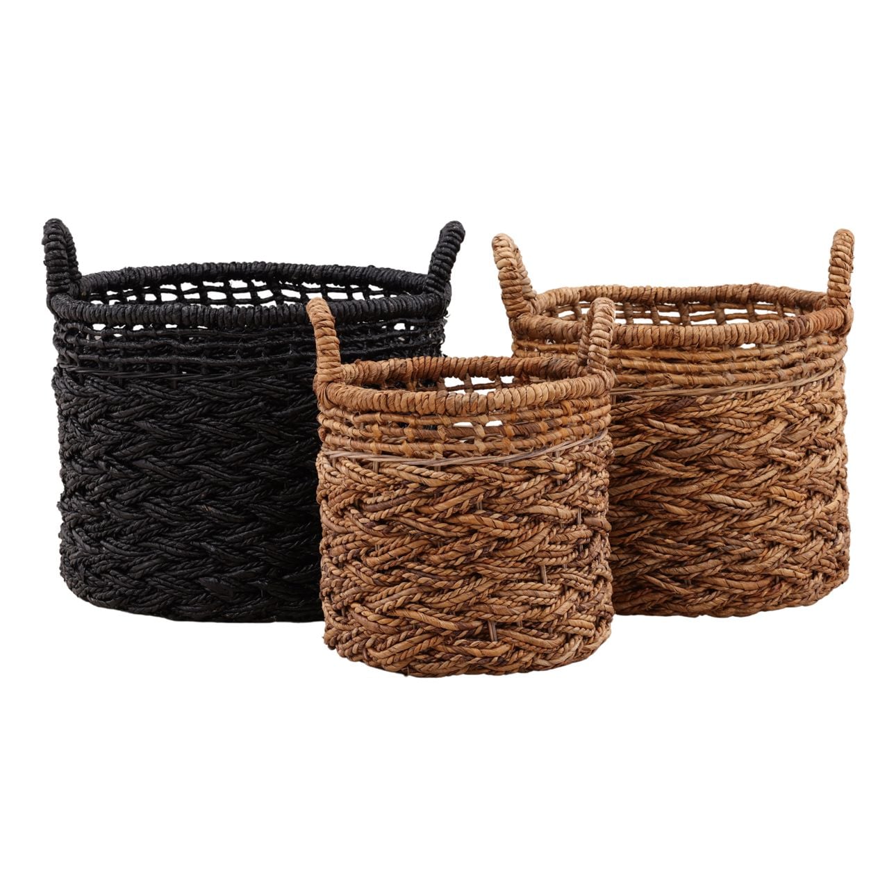 Black and Natural Woven Banana Leaf of 19.5 in Wide