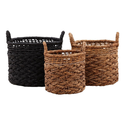 Black and Natural Woven Banana Leaf of 19.5 in Wide