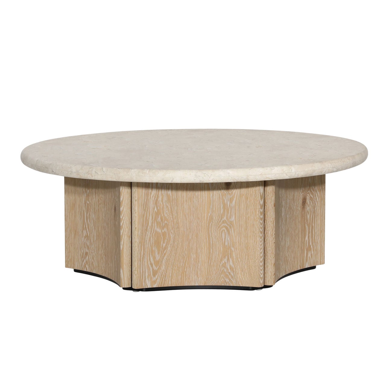 Natural Wash and Cream Marble Oak Wood, Oak Veneer and Marble Table 43.5 in Wide