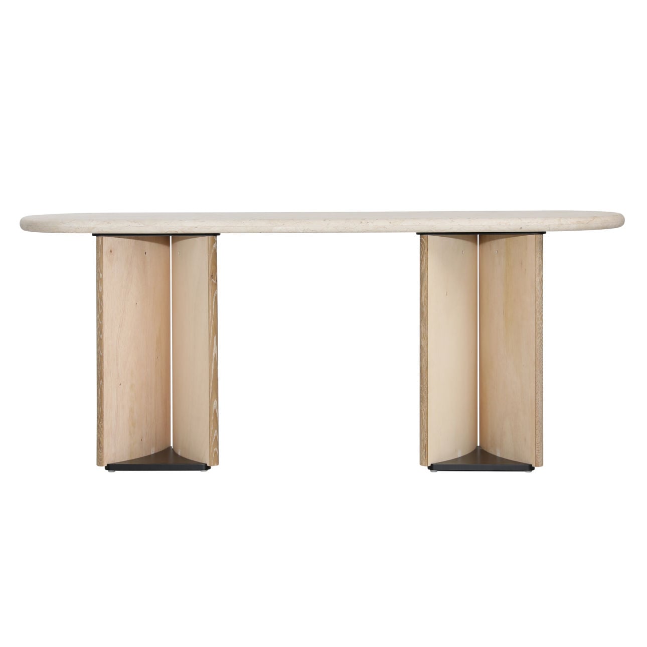 Natural Wash and Cream Marble Oak Wood, Oak Veneer and Marble Table 71 in Wide