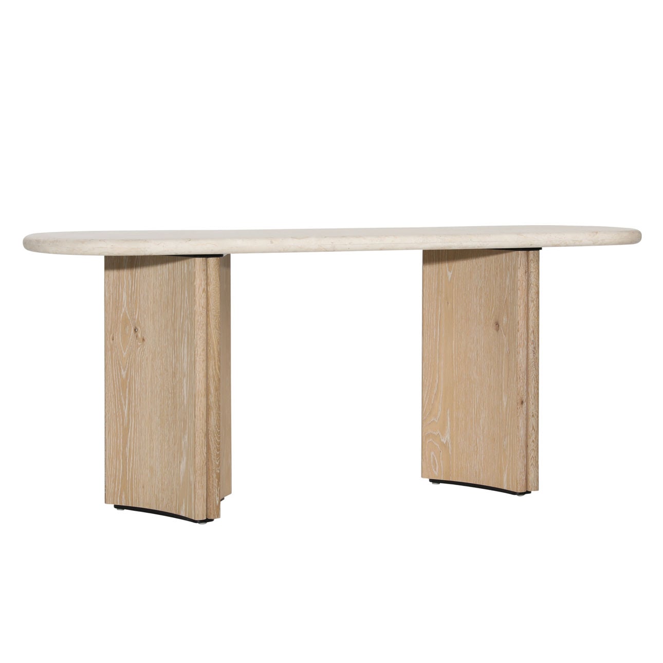 Natural Wash and Cream Marble Oak Wood, Oak Veneer and Marble Table 71 in Wide