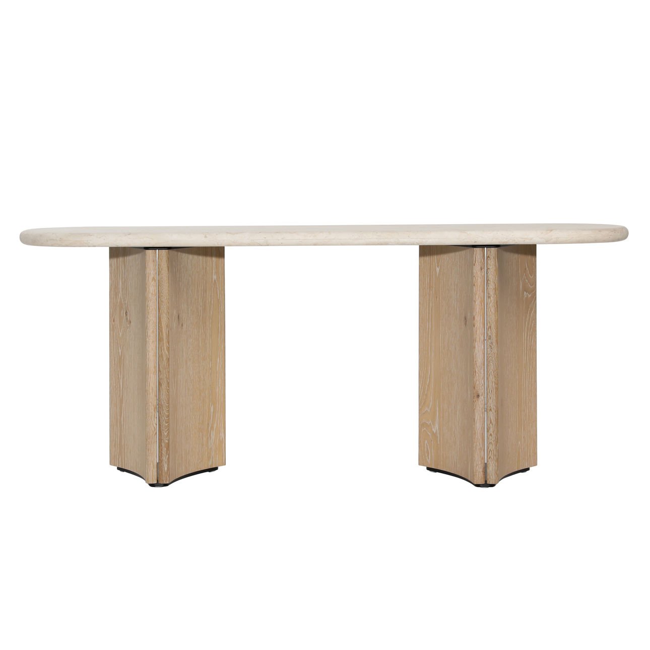 Natural Wash and Cream Marble Oak Wood, Oak Veneer and Marble Table 71 in Wide