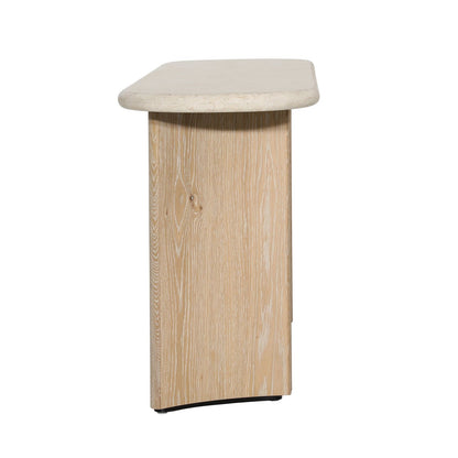 Natural Wash and Cream Marble Oak Wood, Oak Veneer and Marble Table 71 in Wide