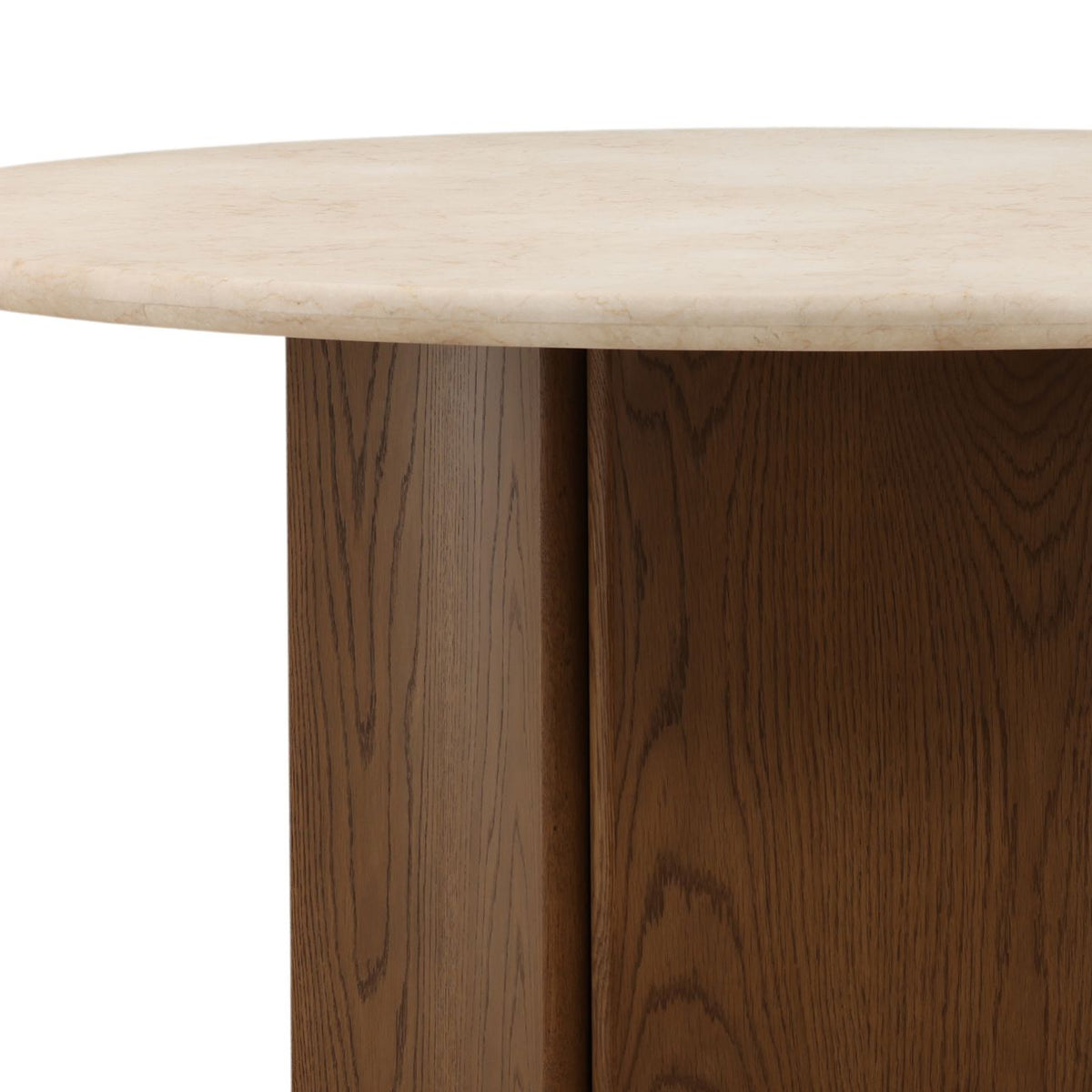 Refined Oak Wood, Oak Veneer and Marble Dining Table