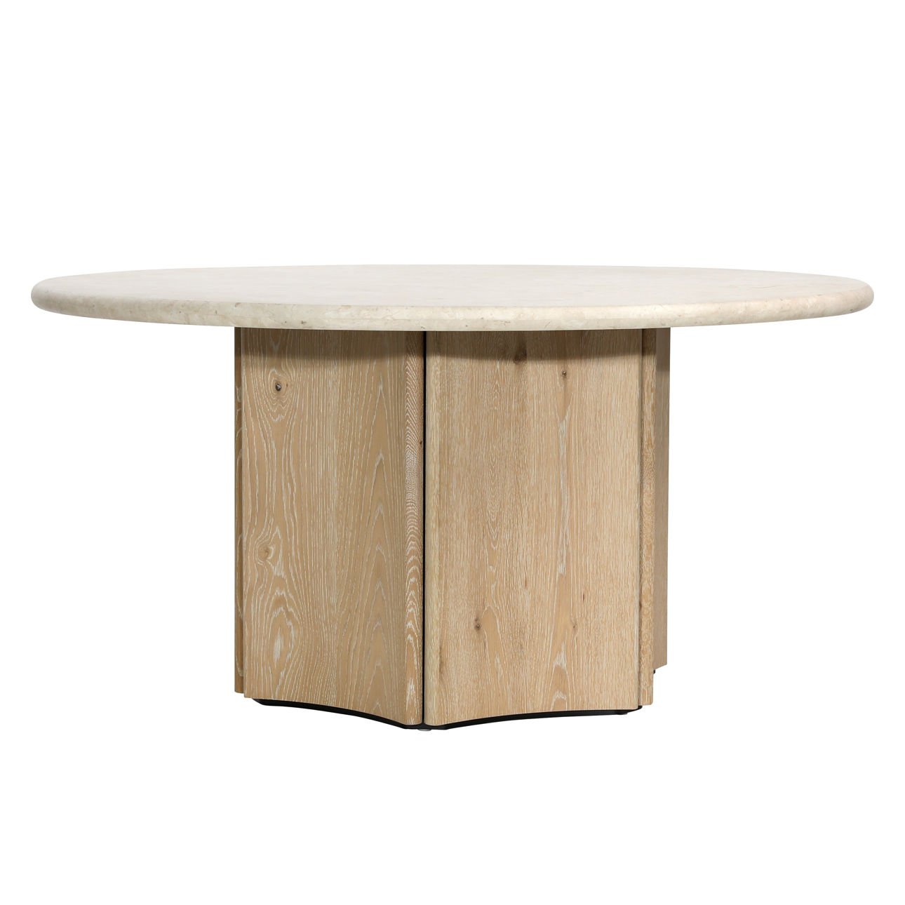 Natural Wash and Cream Marble Oak Wood, Oak Veneer and Marble Table 59 in Wide