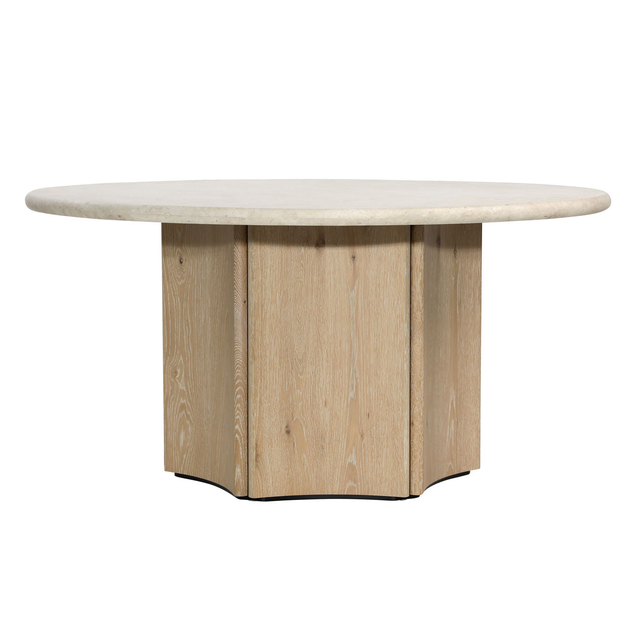 Natural Wash and Cream Marble Oak Wood, Oak Veneer and Marble Table 59 in Wide