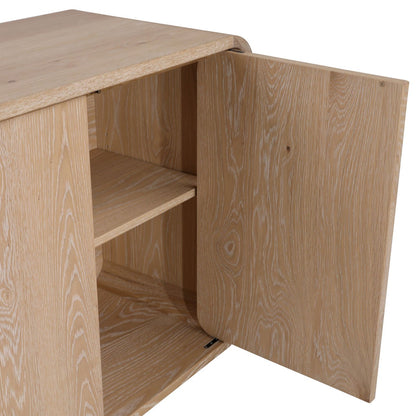Natural Oak Wood and Oak Veneer Sideboard 75 in Wide
