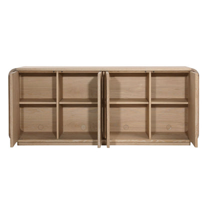 Natural Oak Wood and Oak Veneer Sideboard 75 in Wide