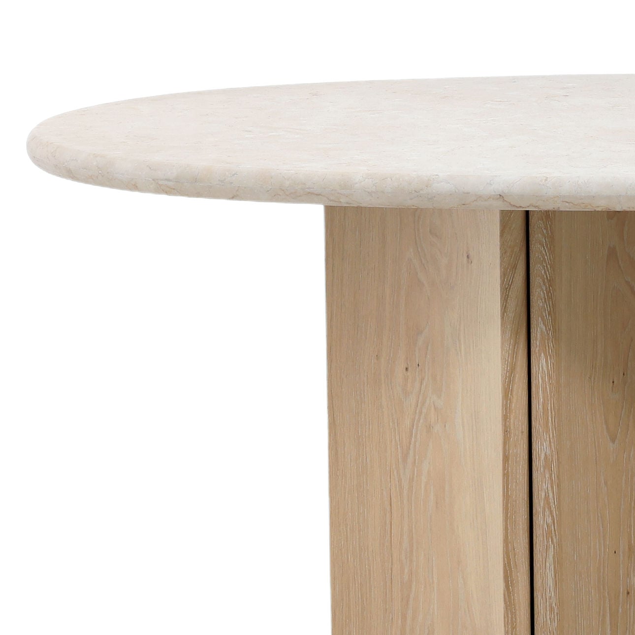Natural Wash and Cream Marble Oak Wood, Oak Veneer and Marble Table 88.5 in Wide