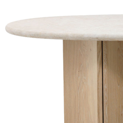 Natural Wash and Cream Marble Oak Wood, Oak Veneer and Marble Table 88.5 in Wide