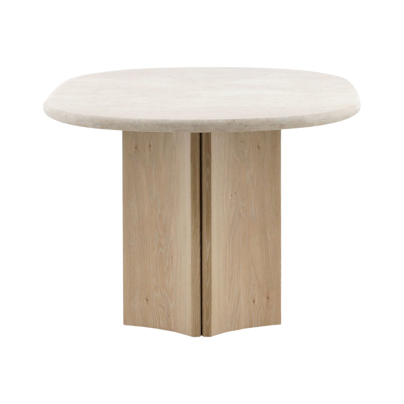 Natural Wash and Cream Marble Oak Wood, Oak Veneer and Marble Table 88.5 in Wide