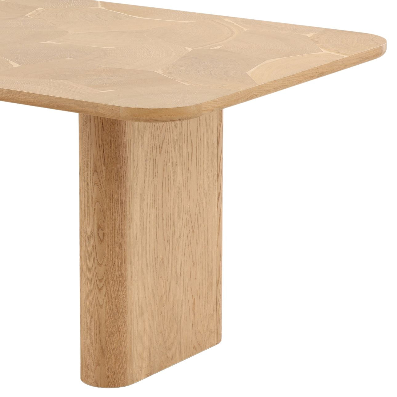Light Natural Oak Wood and Oak Crown Veneer Table 84 in Wide