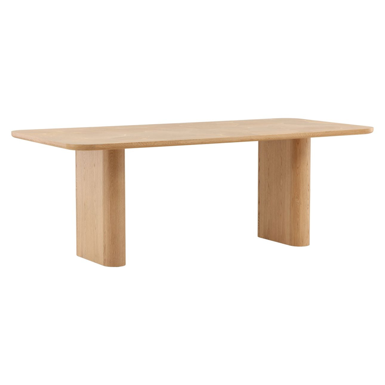 Light Natural Oak Wood and Oak Crown Veneer Table 84 in Wide