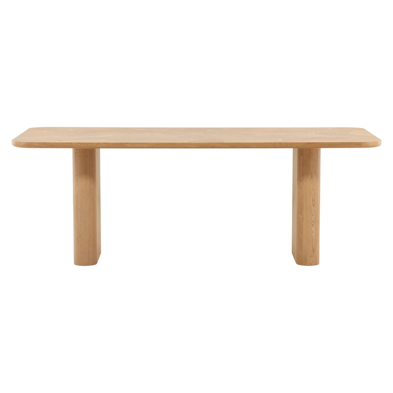Light Natural Oak Wood and Oak Crown Veneer Table 84 in Wide