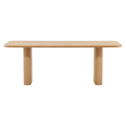 Light Natural Oak Wood and Oak Crown Veneer Table 84 in Wide