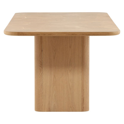 Light Natural Oak Wood and Oak Crown Veneer Table 84 in Wide