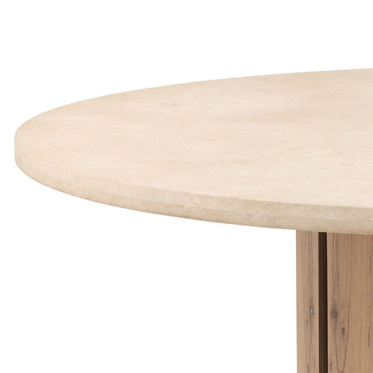 Natural Wash and Cream Oak Wood, Oak Veneer and Marble Table 59 in Wide