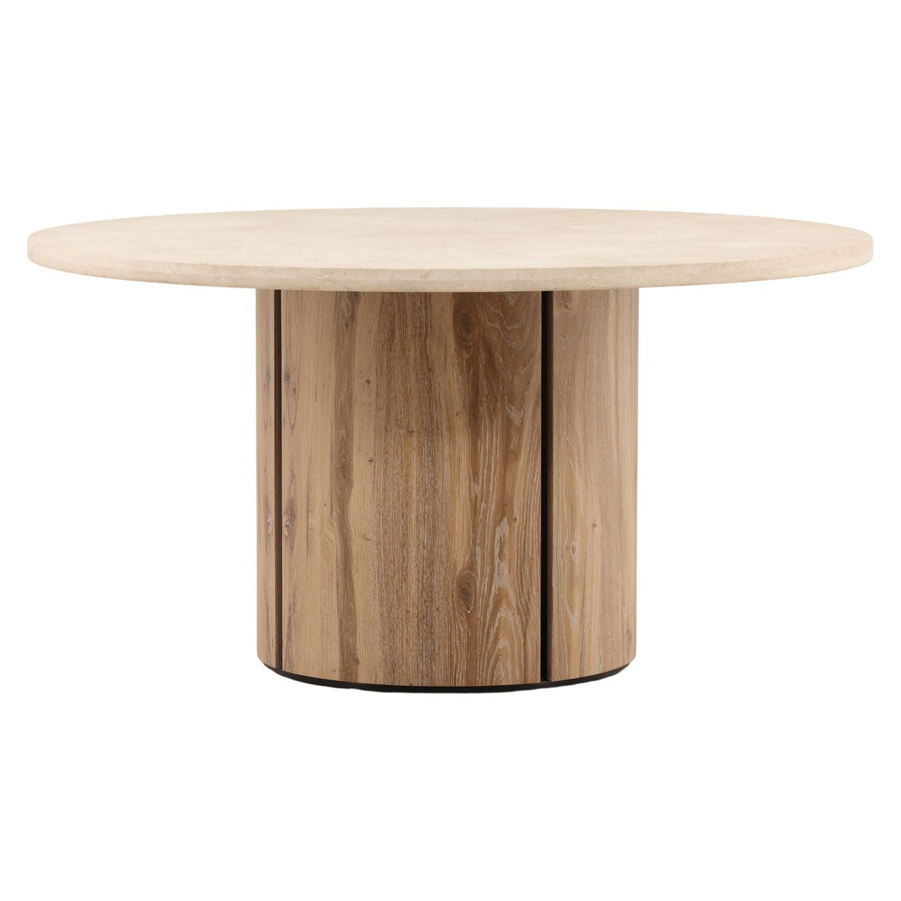 Natural Wash and Cream Oak Wood, Oak Veneer and Marble Table 59 in Wide