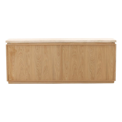 Natural Wash and Cream Oak Wood, Oak Veneer and Marble Sideboard 79.5 in Wide