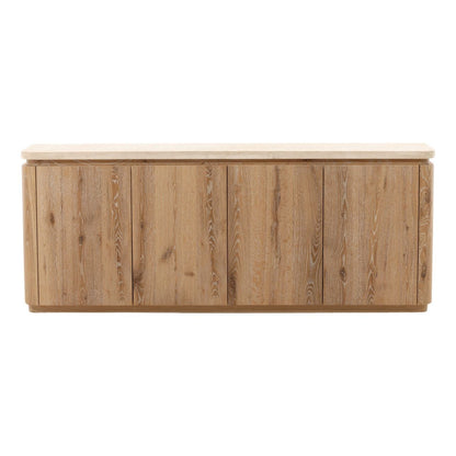 Natural Wash and Cream Oak Wood, Oak Veneer and Marble Sideboard 79.5 in Wide