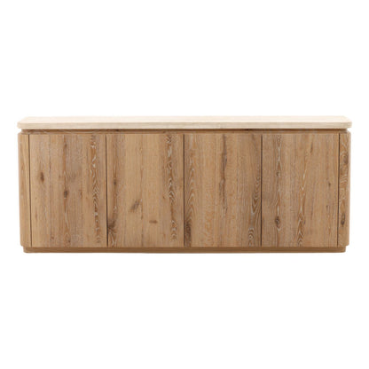 Natural Wash and Cream Oak Wood, Oak Veneer and Marble Sideboard 79.5 in Wide
