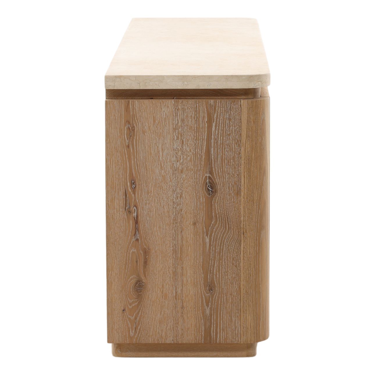 Natural Wash and Cream Oak Wood, Oak Veneer and Marble Sideboard 79.5 in Wide